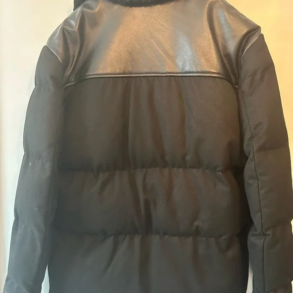Reiss Black Leather-Trim Puffer Jacket - Picture 6 of 9